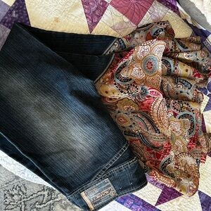 80's Z Cavaricci Select Brand Pasiley Scarf Hem Bell Bottom